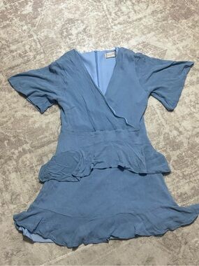 Light Blue Ruffle Wrap Dress - Altar’d State